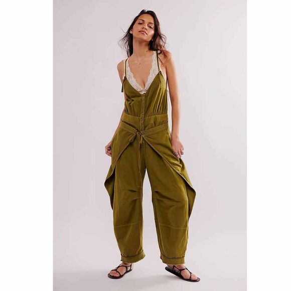 Free People Palmer Jumpsuit Overalls Layered Crisscross Cotton Dress S 280064 - Picture 1 of 8
